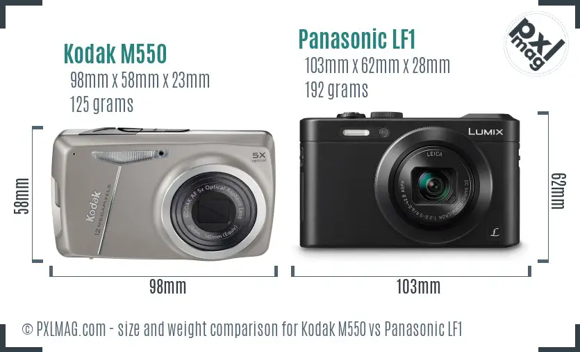 Kodak M550 vs Panasonic LF1 size comparison