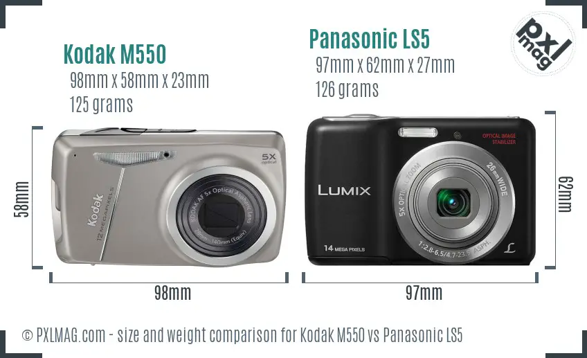 Kodak M550 vs Panasonic LS5 size comparison