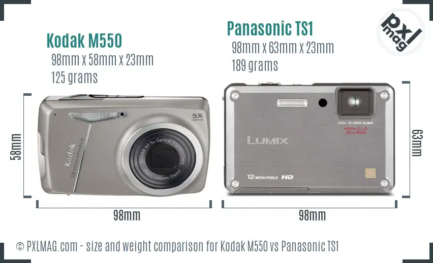 Kodak M550 vs Panasonic TS1 size comparison
