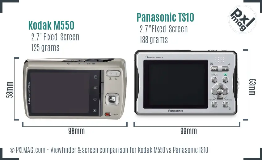 Kodak M550 vs Panasonic TS10 Screen and Viewfinder comparison