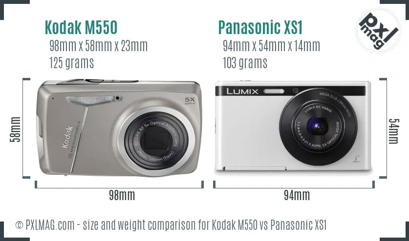 Kodak M550 vs Panasonic XS1 size comparison