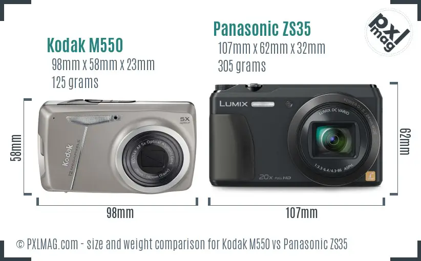 Kodak M550 vs Panasonic ZS35 size comparison