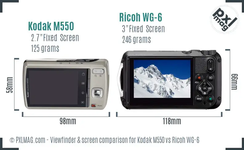 Kodak M550 vs Ricoh WG-6 Screen and Viewfinder comparison