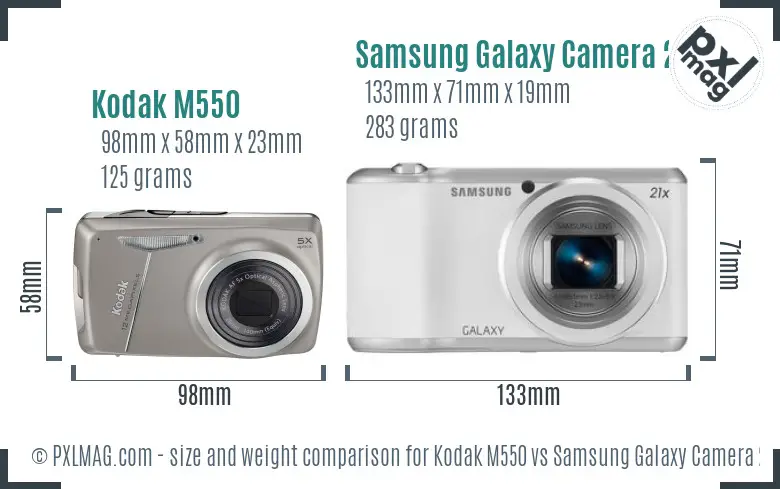 Kodak M550 vs Samsung Galaxy Camera 2 size comparison