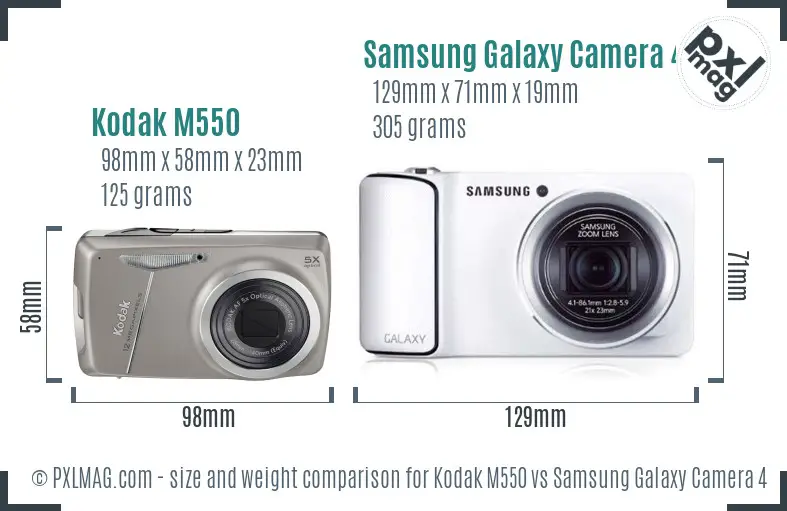 Kodak M550 vs Samsung Galaxy Camera 4G size comparison Kodak M550 vs Samsung Galaxy Camera 4G size comparison