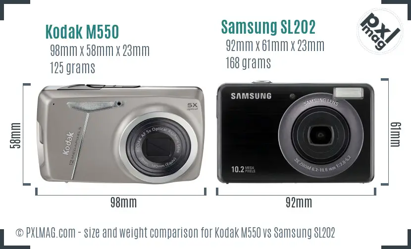 Kodak M550 vs Samsung SL202 size comparison Kodak M550 vs Samsung SL202 size comparison