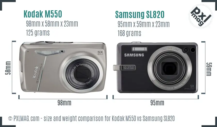 Kodak M550 vs Samsung SL820 size comparison