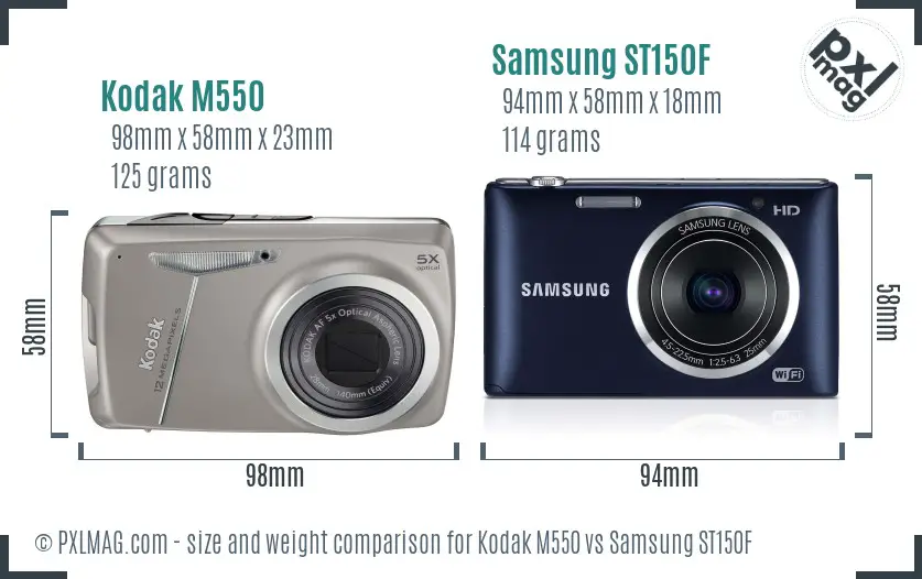 Kodak M550 vs Samsung ST150F size comparison