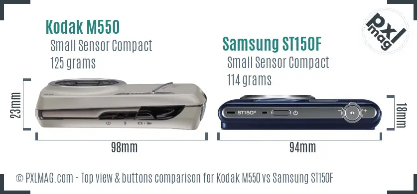 Kodak M550 vs Samsung ST150F top view buttons comparison