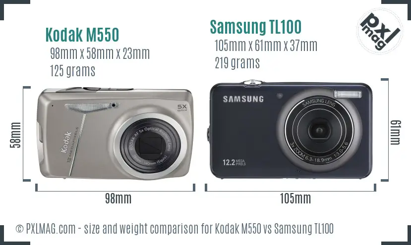 Kodak M550 vs Samsung TL100 size comparison