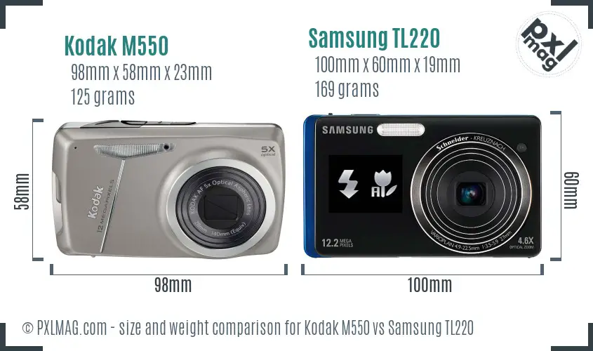 Kodak M550 vs Samsung TL220 size comparison