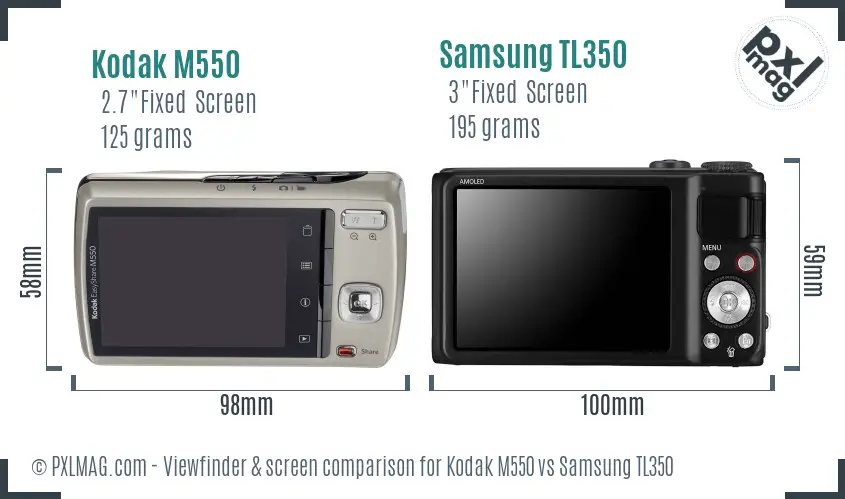 Kodak M550 vs Samsung TL350 Screen and Viewfinder comparison