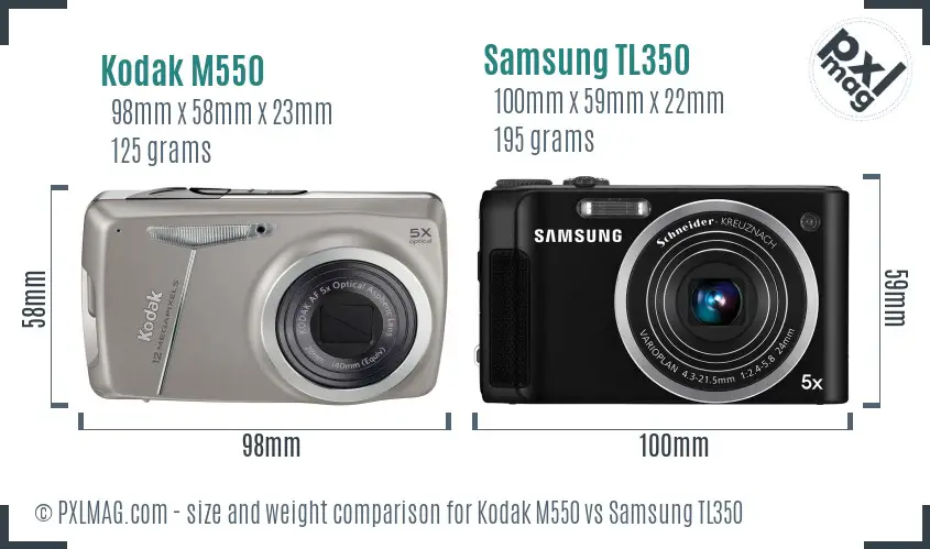 Kodak M550 vs Samsung TL350 size comparison