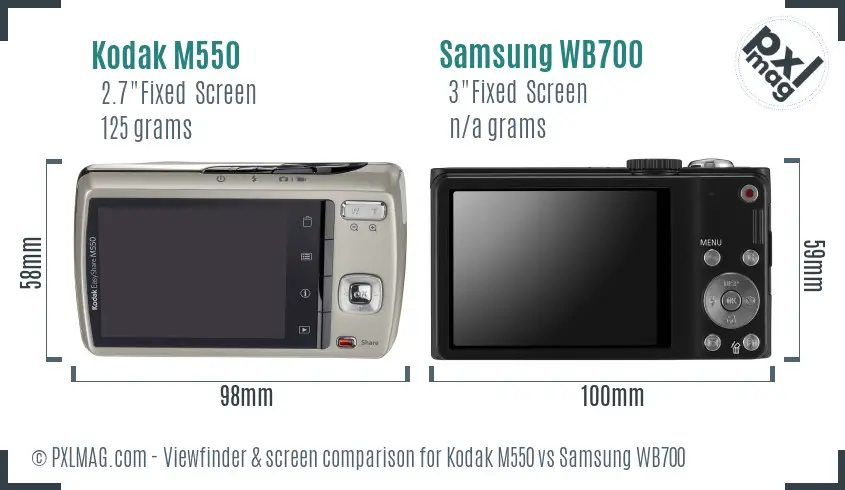 Kodak M550 vs Samsung WB700 Screen and Viewfinder comparison