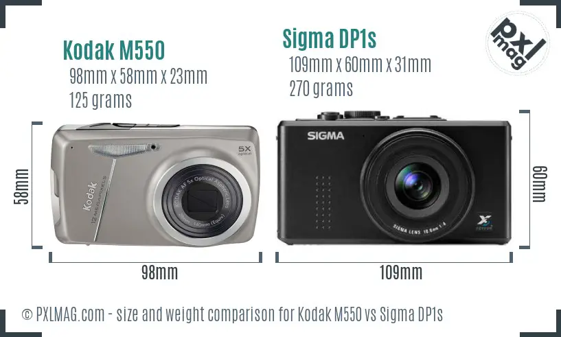 Kodak M550 vs Sigma DP1s size comparison