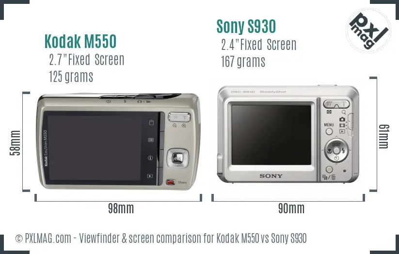 Kodak M550 vs Sony S930 Screen and Viewfinder comparison Kodak M550 vs Sony S930 Screen and Viewfinder comparison