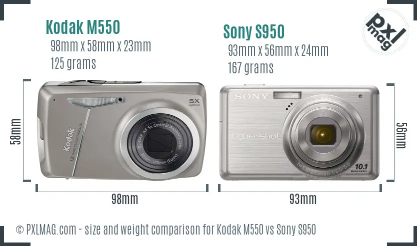 Kodak M550 vs Sony S950 size comparison Kodak M550 vs Sony S950 size comparison