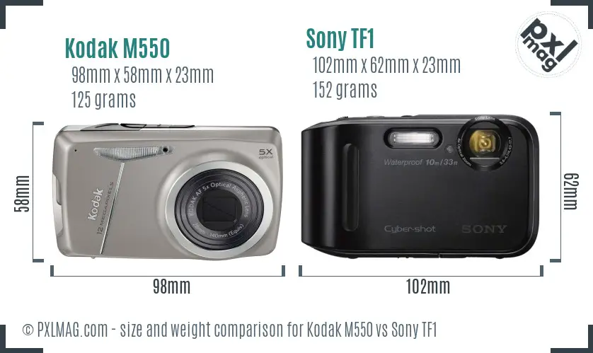 Kodak M550 vs Sony TF1 size comparison Kodak M550 vs Sony TF1 size comparison