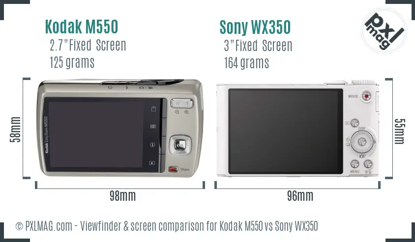 Kodak M550 vs Sony WX350 Screen and Viewfinder comparison Kodak M550 vs Sony WX350 Screen and Viewfinder comparison