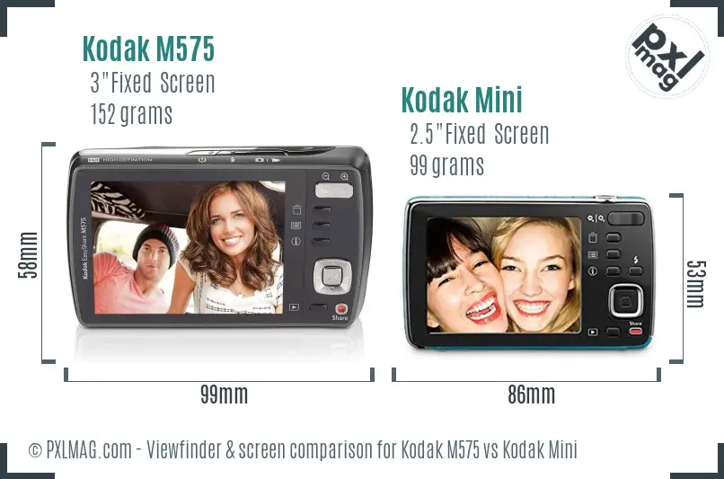 Kodak M575 vs Kodak Mini Screen and Viewfinder comparison