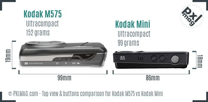 Kodak M575 vs Kodak Mini top view buttons comparison