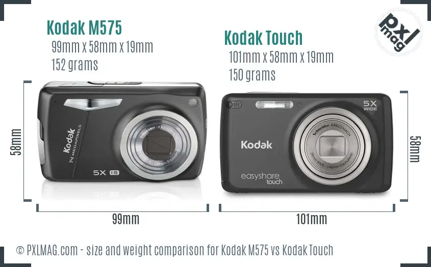 Kodak M575 vs Kodak Touch size comparison