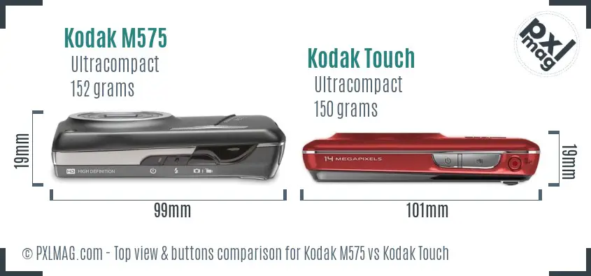 Kodak M575 vs Kodak Touch top view buttons comparison