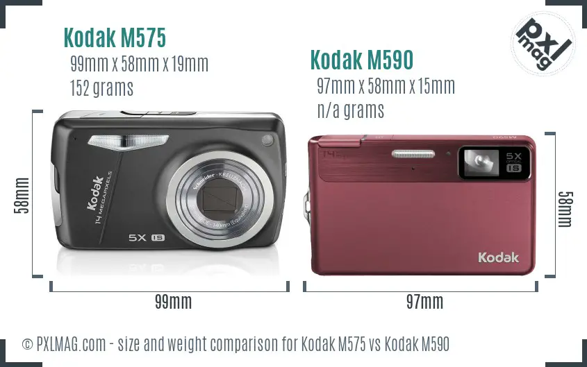 Kodak M575 vs Kodak M590 size comparison