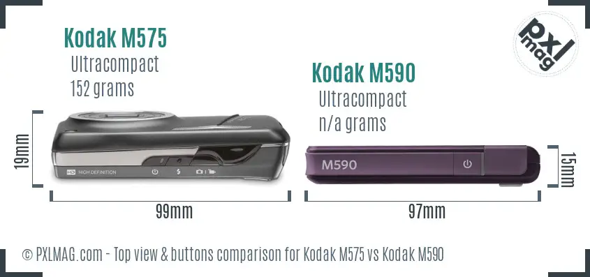 Kodak M575 vs Kodak M590 top view buttons comparison