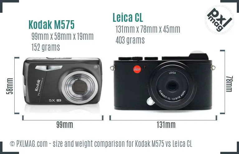 Kodak M575 vs Leica CL size comparison