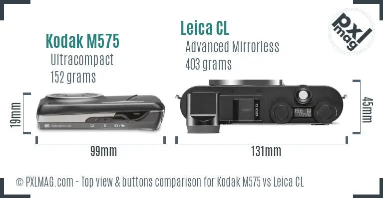 Kodak M575 vs Leica CL top view buttons comparison