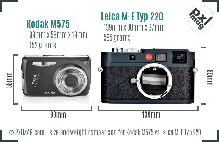 Kodak M575 vs Leica M-E Typ 220 size comparison