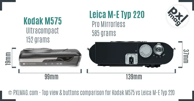 Kodak M575 vs Leica M-E Typ 220 top view buttons comparison