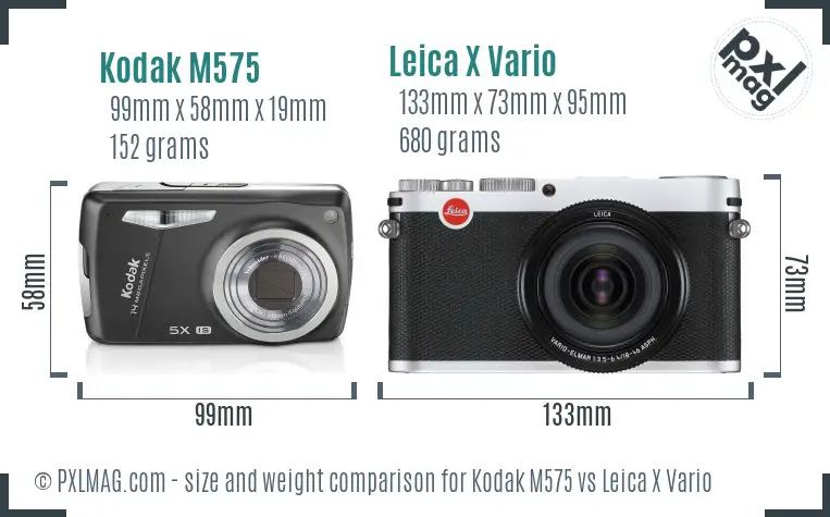 Kodak M575 vs Leica X Vario size comparison