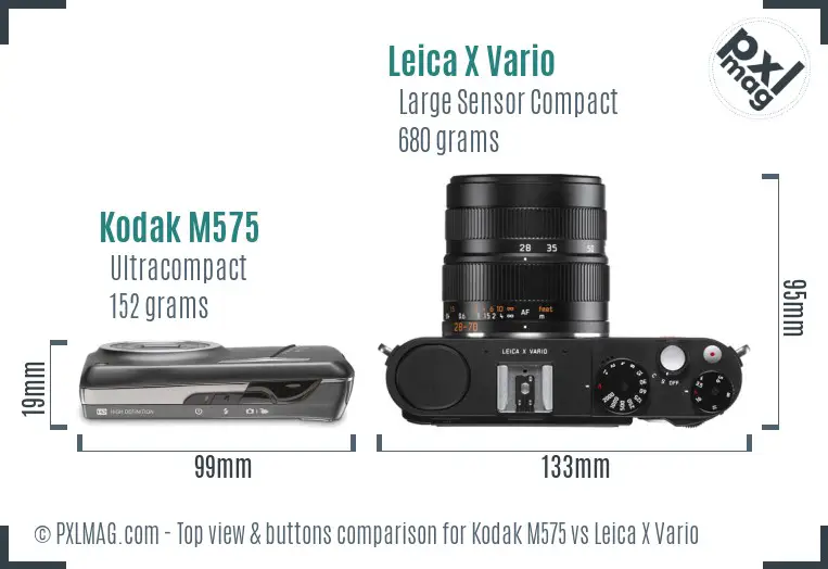 Kodak M575 vs Leica X Vario top view buttons comparison