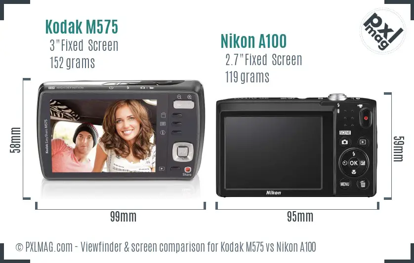 Kodak M575 vs Nikon A100 Screen and Viewfinder comparison Kodak M575 vs Nikon A100 Screen and Viewfinder comparison