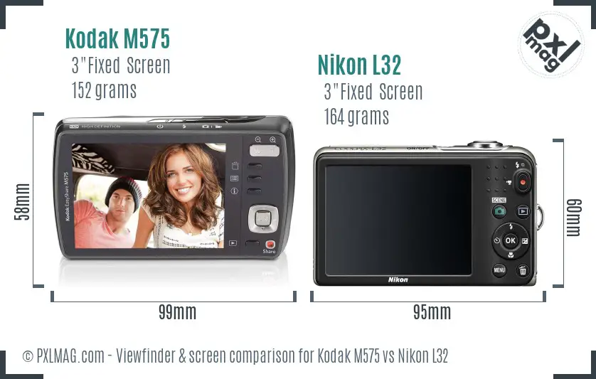 Kodak M575 vs Nikon L32 Screen and Viewfinder comparison