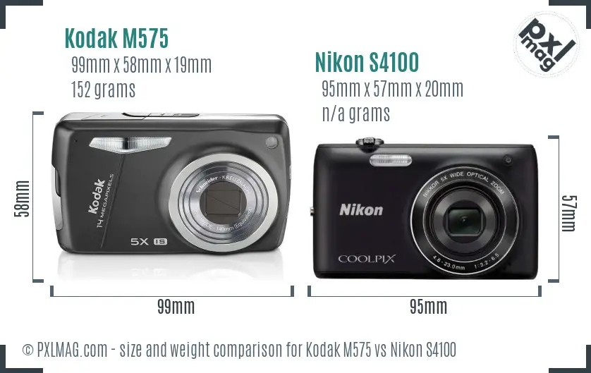 Kodak M575 vs Nikon S4100 size comparison Kodak M575 vs Nikon S4100 size comparison