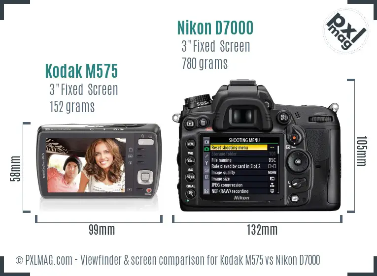 Kodak M575 vs Nikon D7000 Screen and Viewfinder comparison Kodak M575 vs Nikon D7000 Screen and Viewfinder comparison