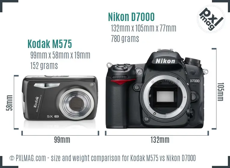 Kodak M575 vs Nikon D7000 size comparison Kodak M575 vs Nikon D7000 size comparison