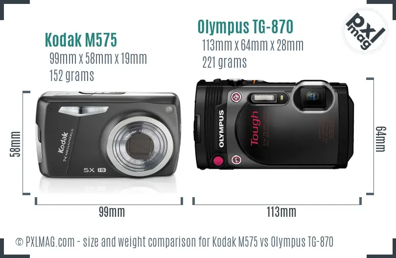 Kodak M575 vs Olympus TG-870 size comparison