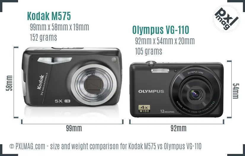 Kodak M575 vs Olympus VG-110 size comparison
