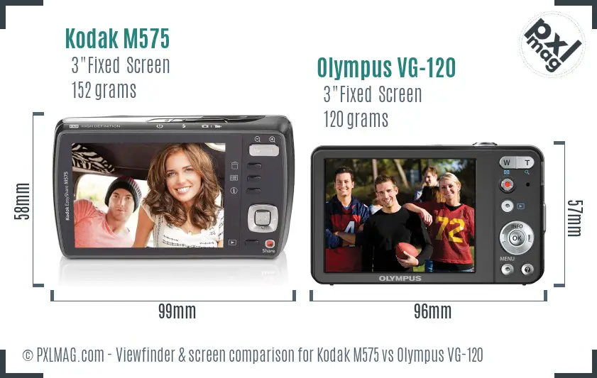 Kodak M575 vs Olympus VG-120 Screen and Viewfinder comparison Kodak M575 vs Olympus VG-120 Screen and Viewfinder comparison