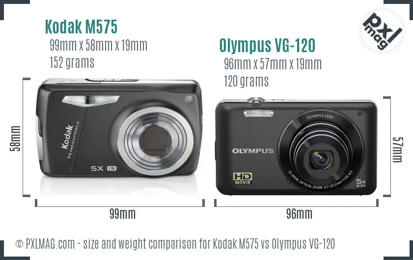 Kodak M575 vs Olympus VG-120 size comparison Kodak M575 vs Olympus VG-120 size comparison