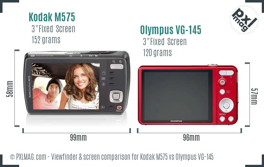 Kodak M575 vs Olympus VG-145 Screen and Viewfinder comparison