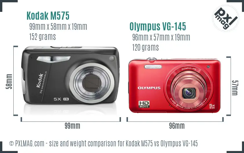 Kodak M575 vs Olympus VG-145 size comparison