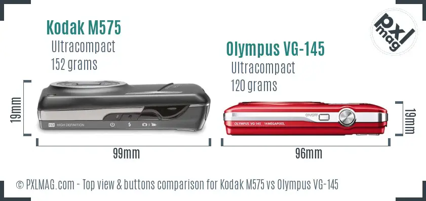 Kodak M575 vs Olympus VG-145 top view buttons comparison