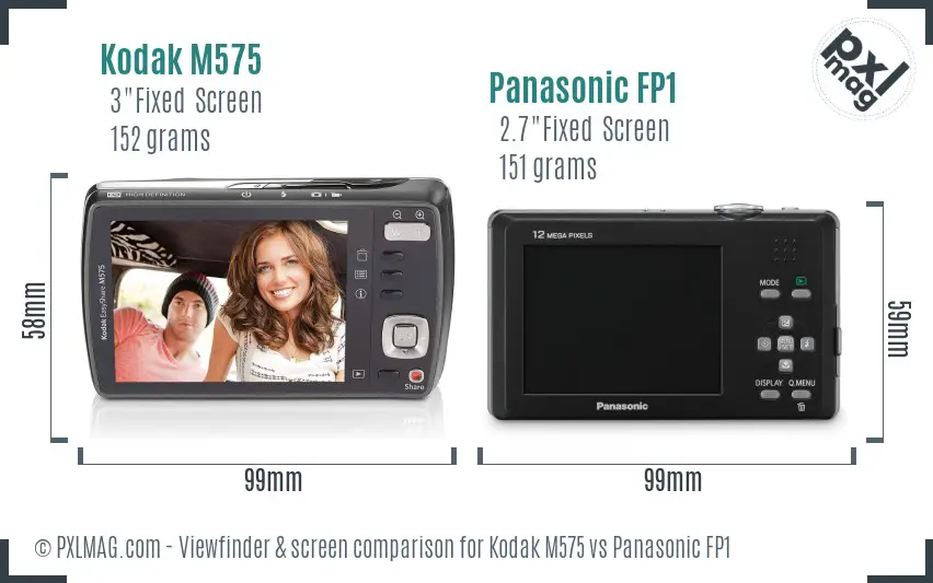 Kodak M575 vs Panasonic FP1 Screen and Viewfinder comparison