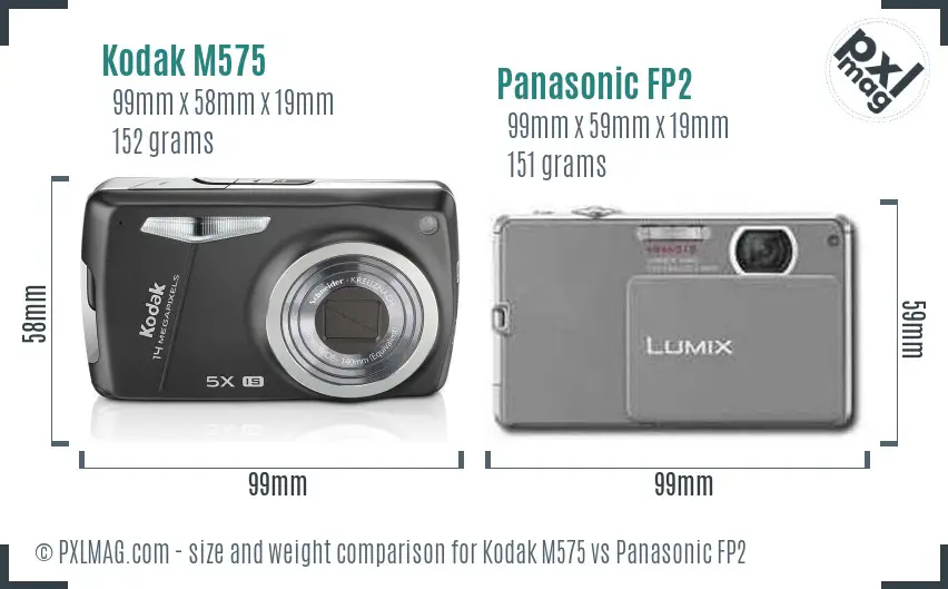 Kodak M575 vs Panasonic FP2 size comparison