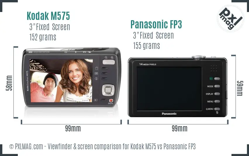 Kodak M575 vs Panasonic FP3 Screen and Viewfinder comparison Kodak M575 vs Panasonic FP3 Screen and Viewfinder comparison